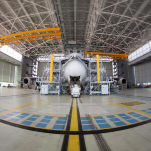 A380 in Hangar fisheye A fisheye picture of an Airbus 380 in a hangar